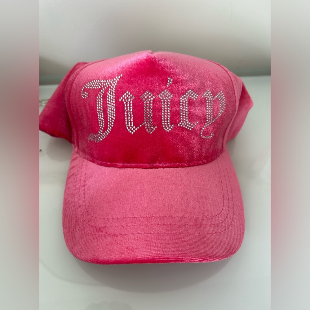Juicy Couture Silver and Pink Hat Plush Velvet